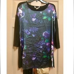 Black Lily Koi Pond Floral Silky Shirt